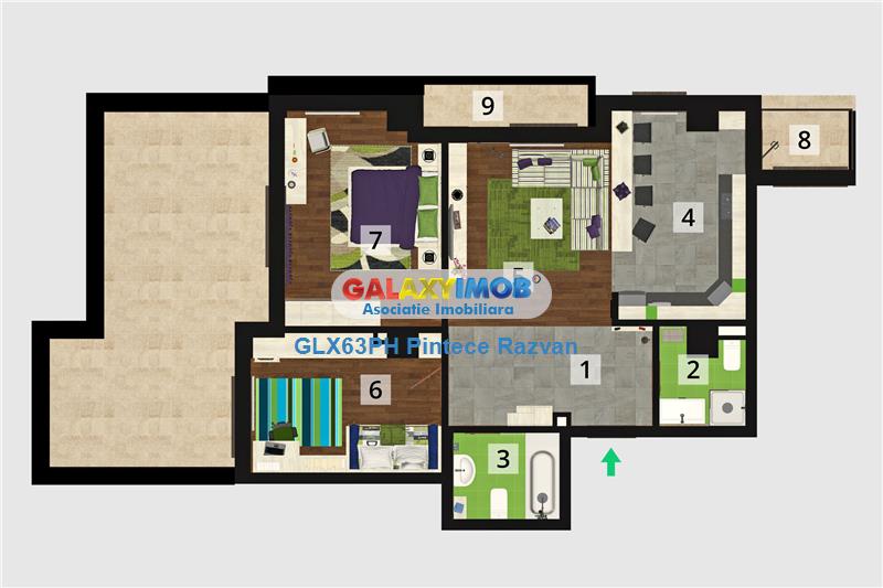 Apartament 3 camere de lux, terasa 35 mp, bloc nou, central, Ploiesti