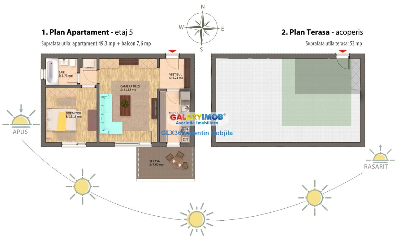 Vanzare apartament 2 camere +terasa 53 mp Baneasa Greenfield padure