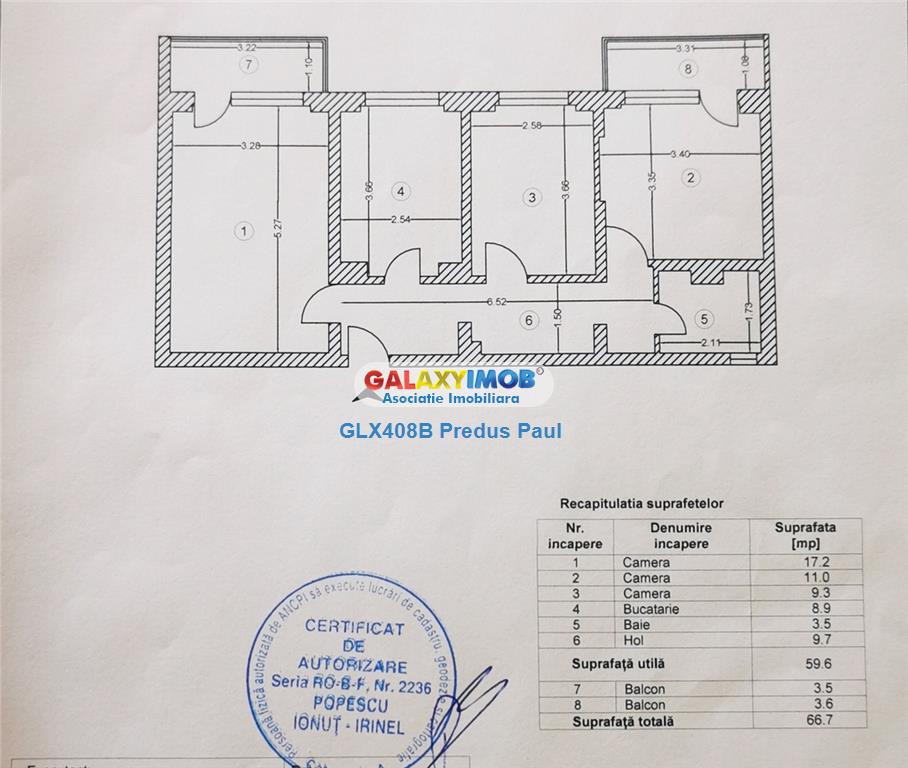 Vanzare Apartament cu 3 camere-zona Alexandru Obregia