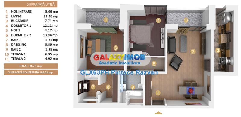 Apartament 3 camere de lux, mobilat utilat, SPA interior, zona Baneasa