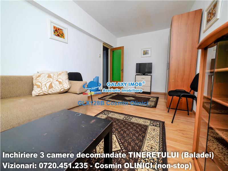 Inchiriere apartament 3 camere decomandate TINERETULUI (Baladei)