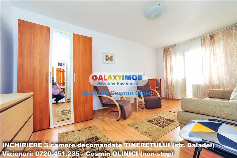 Inchiriere apartament 3 camere decomandate TINERETULUI (Baladei)