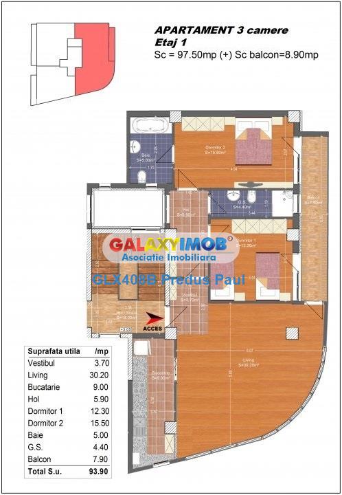 Vanzare apartament 3 camere Unirii - Casa Poporului, parcare, bloc nou