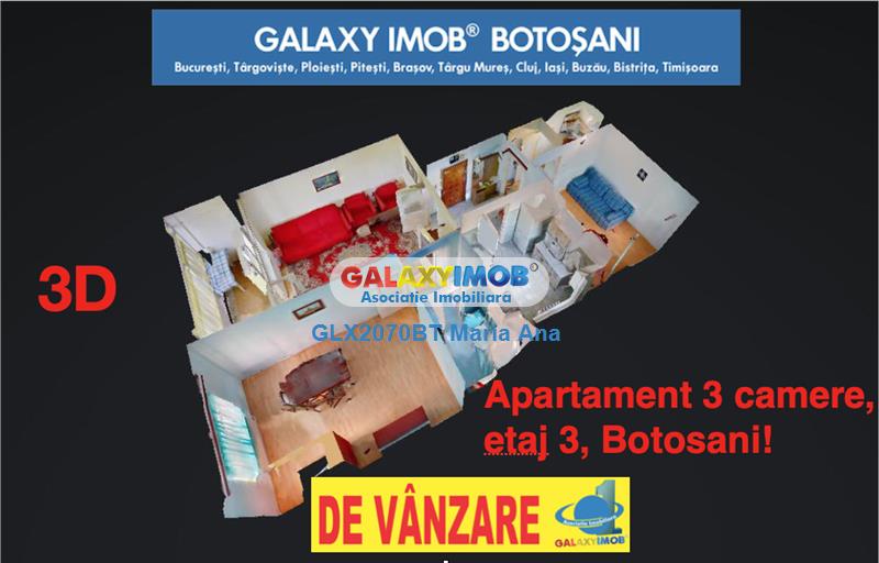TUR VIRTUAL 3D, Apartament 3 camere, etaj 3, zona Carrefour!