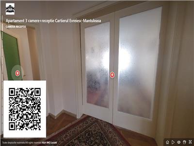 Apartament 3 cam+receptie,Cartierul Evreiesc-Mantuleasa (tur virtual)