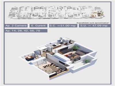 Apartament 2 camere, complex Green Residence, 47 mpu, 54 900 euro