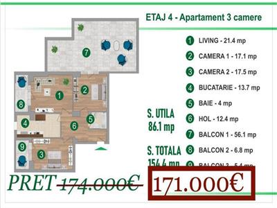 Colentina Apartament 3 camere 86 mpu + terasa 56 mp